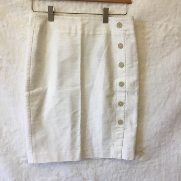 Loft White Button Detail Pencil Skirt - Picture 5 of 11